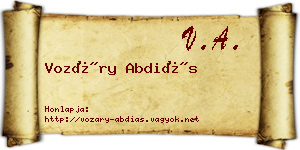 Vozáry Abdiás névjegykártya